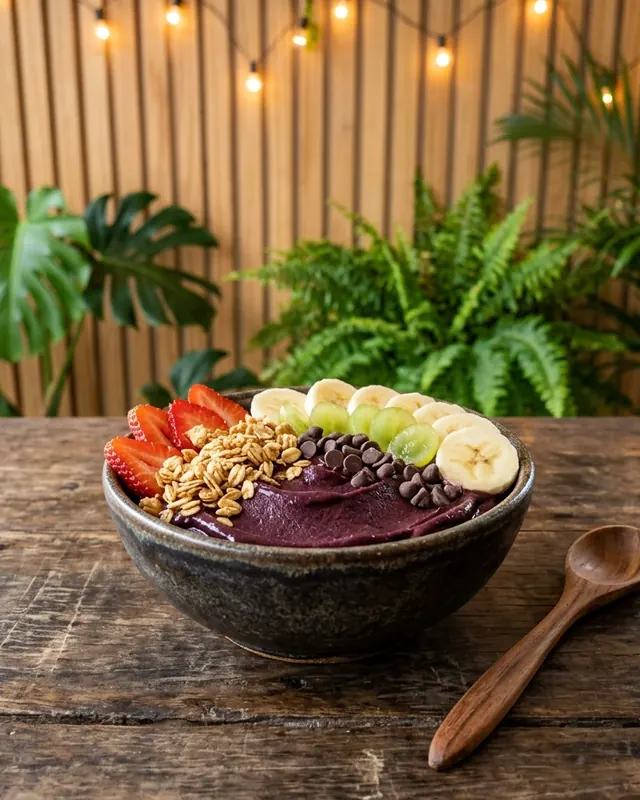 Açaí da Cabana com frutas e complementos